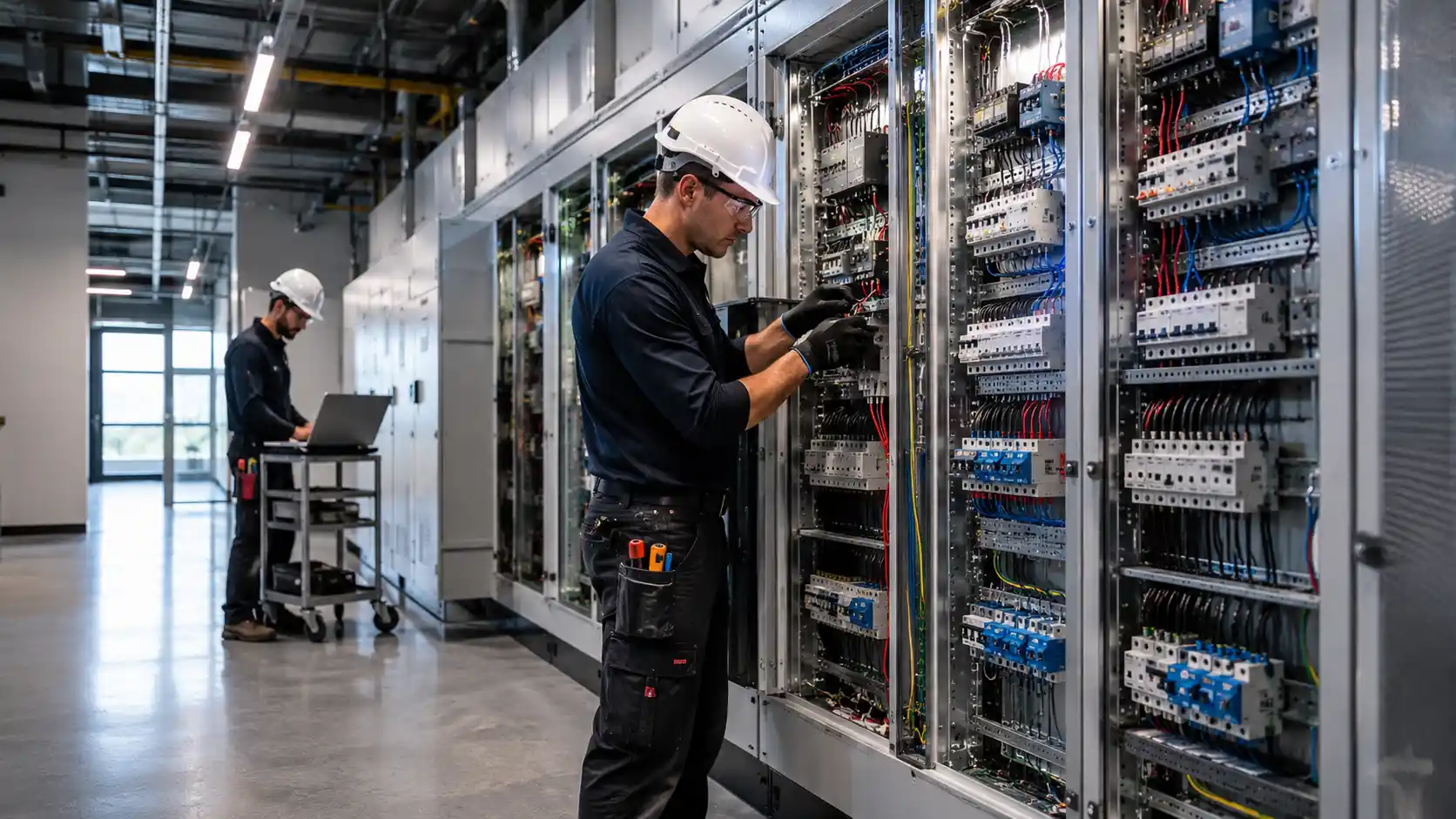 Electrical team discussing plans