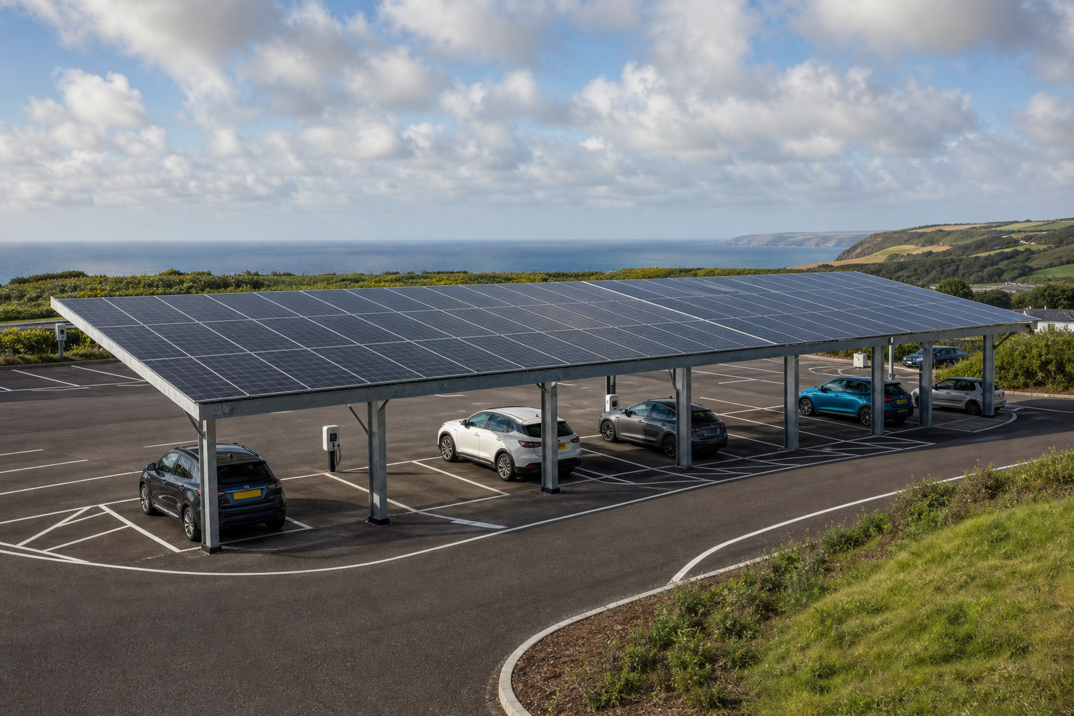 Solar carports in Cornwall - making working car parks generate power