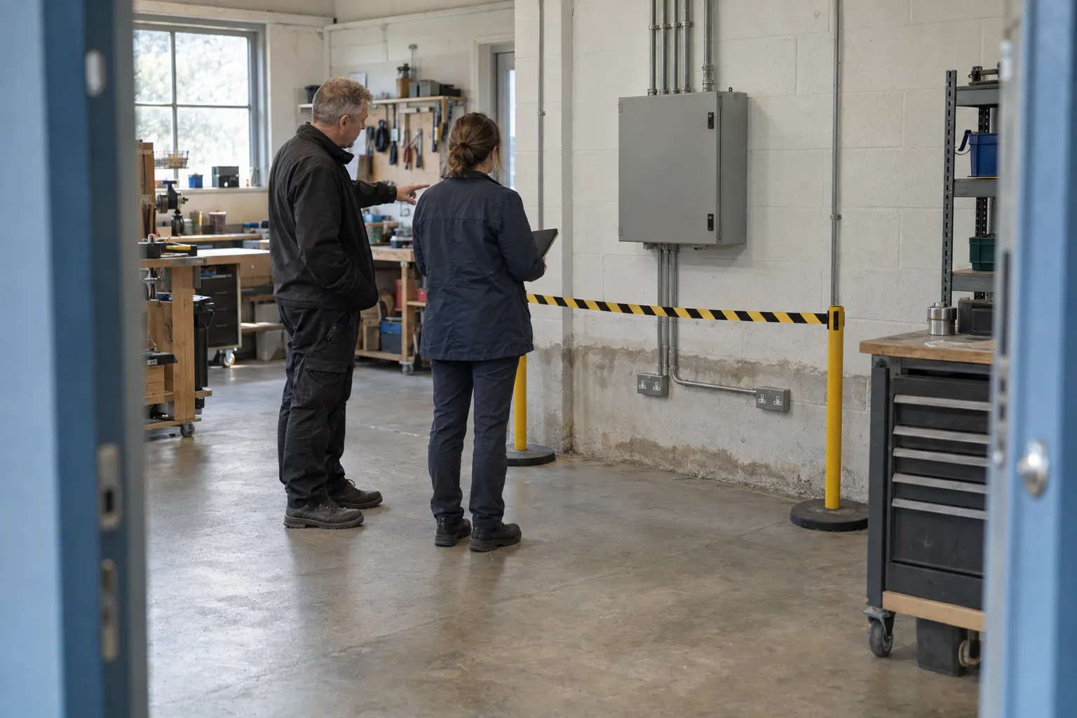 When can a Falmouth business restore power after flooding?