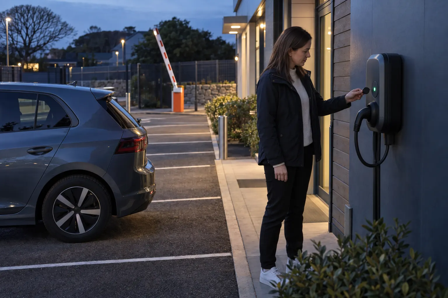 When does a workplace EV charger become public in Falmouth?