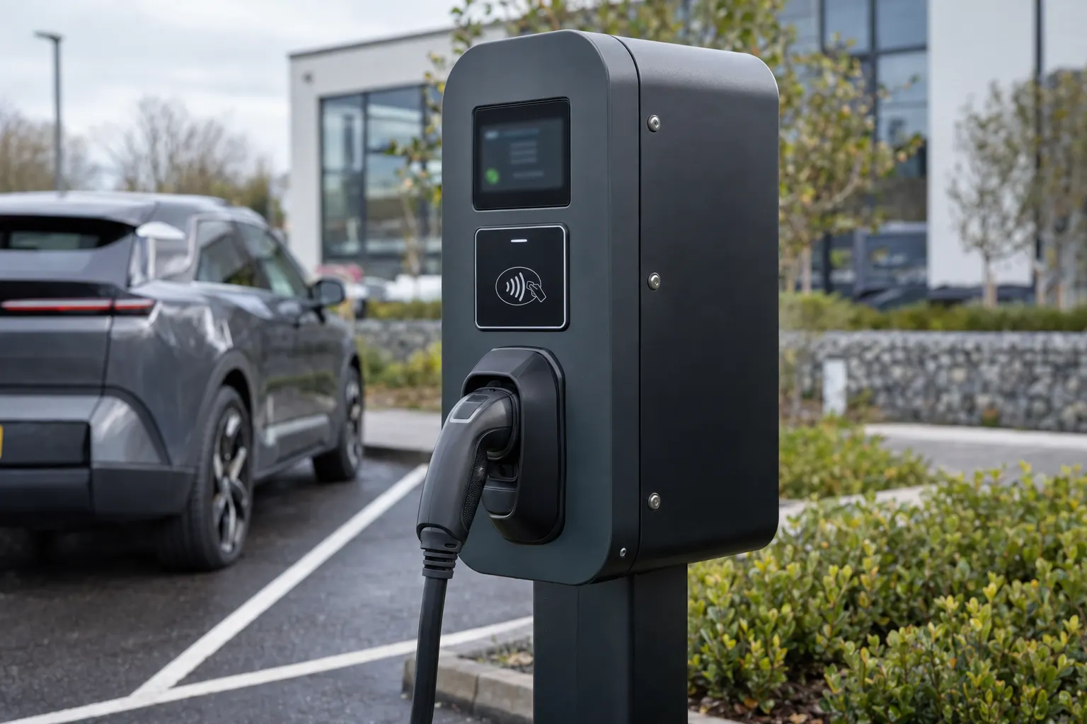 When does a workplace EV charger become public in Falmouth?